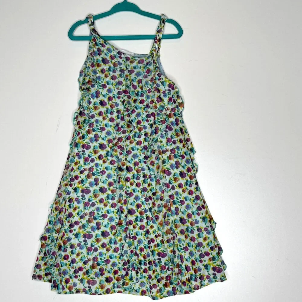 Zara Floral Ruffle Sleeveless Tank Slip Dress Kids Children's Girls Size 7